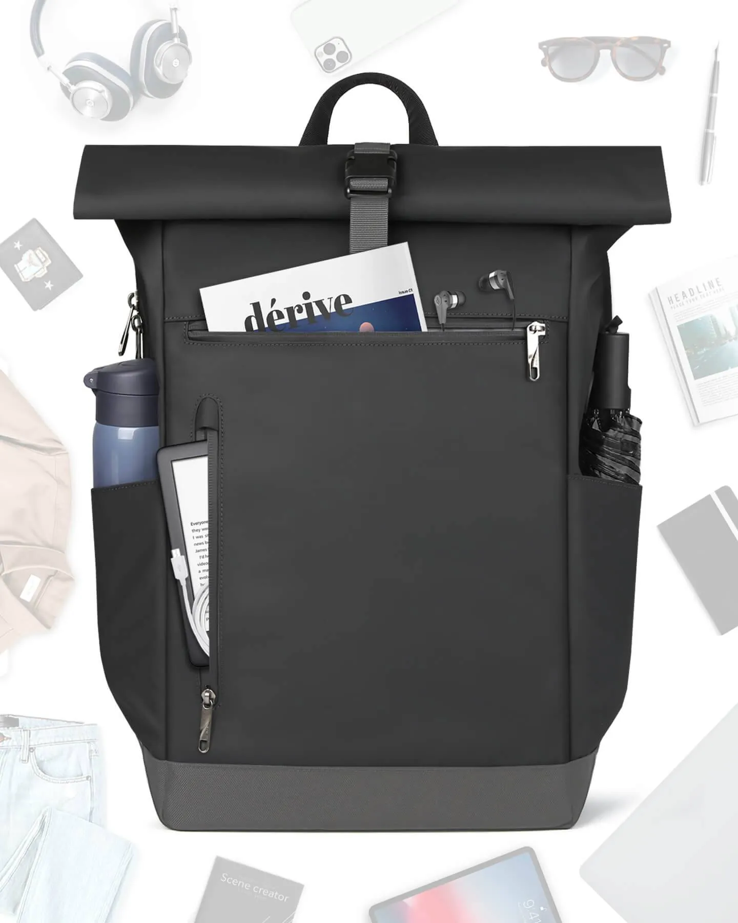 17 Inch 25L-30L Roll Top Vintage Laptop Backpack BP01003