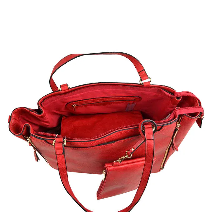 3 in 1 Side Zipper Women's Tote Handbag set
