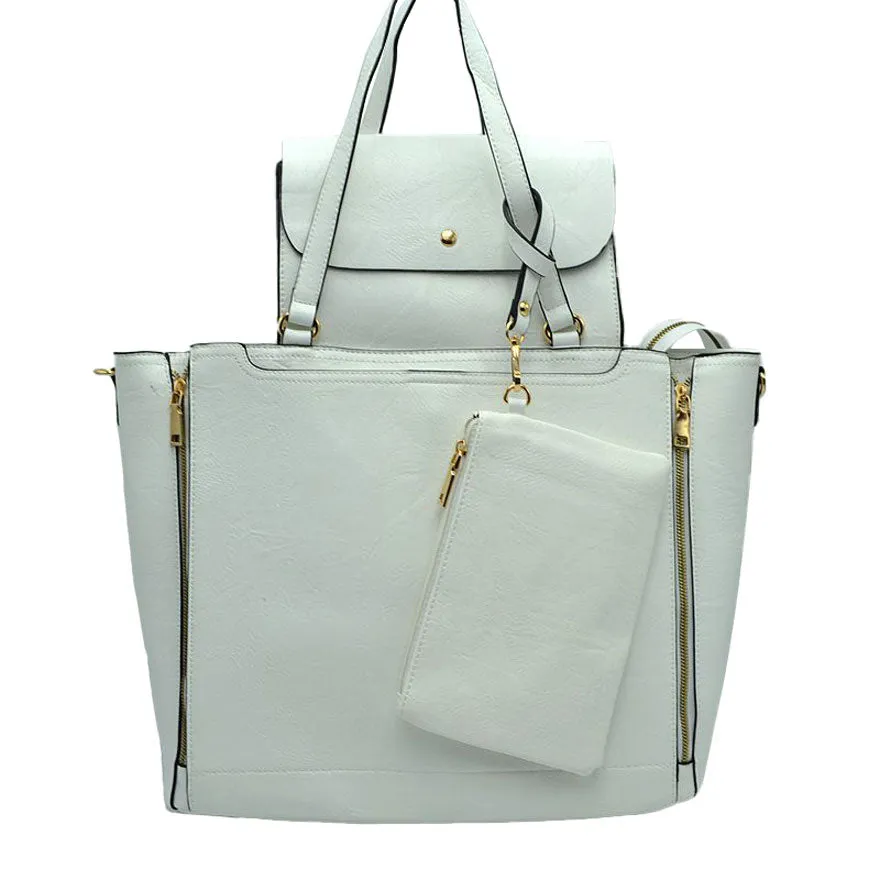 3 in 1 Side Zipper Women's Tote Handbag set