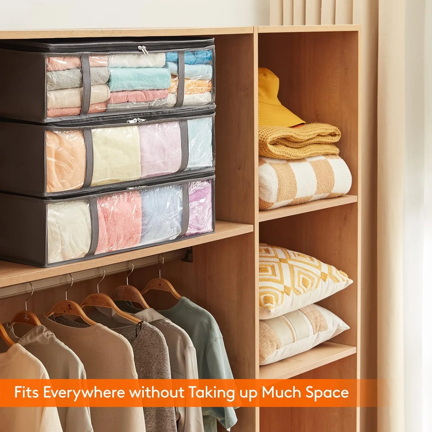 6-Pack Large Under Bed Storage Containers with 40L Capacity and See-Through Window