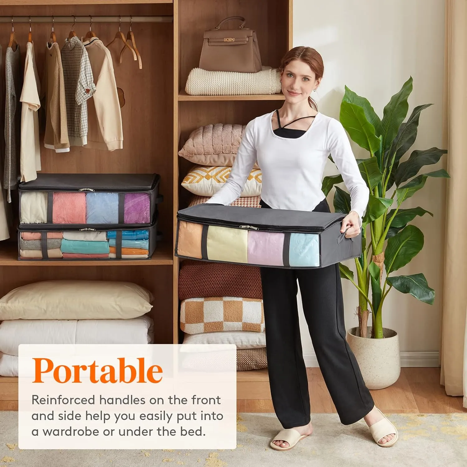 6-Pack Large Under Bed Storage Containers with 40L Capacity and See-Through Window