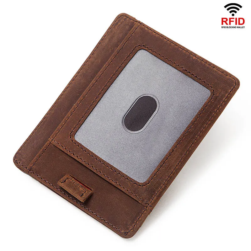 Anti-theft Brush RFID Leather Card Coin Purse Men's Wallet