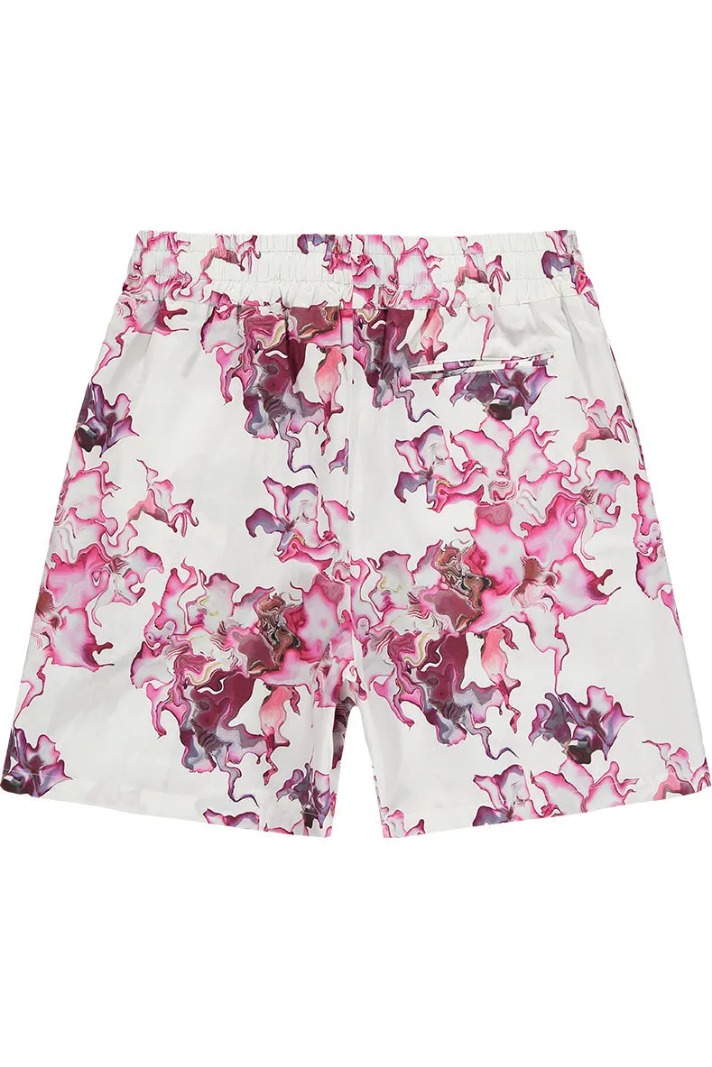 Ashluxe Men's Flower Printed Bowling Shorts - Pink