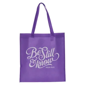 Be Still & Know Purple Non-Woven Tote Bag - Psalm 46:10