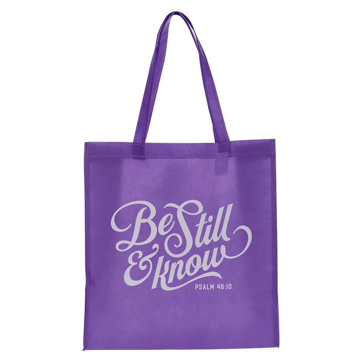 Be Still & Know Purple Non-Woven Tote Bag - Psalm 46:10