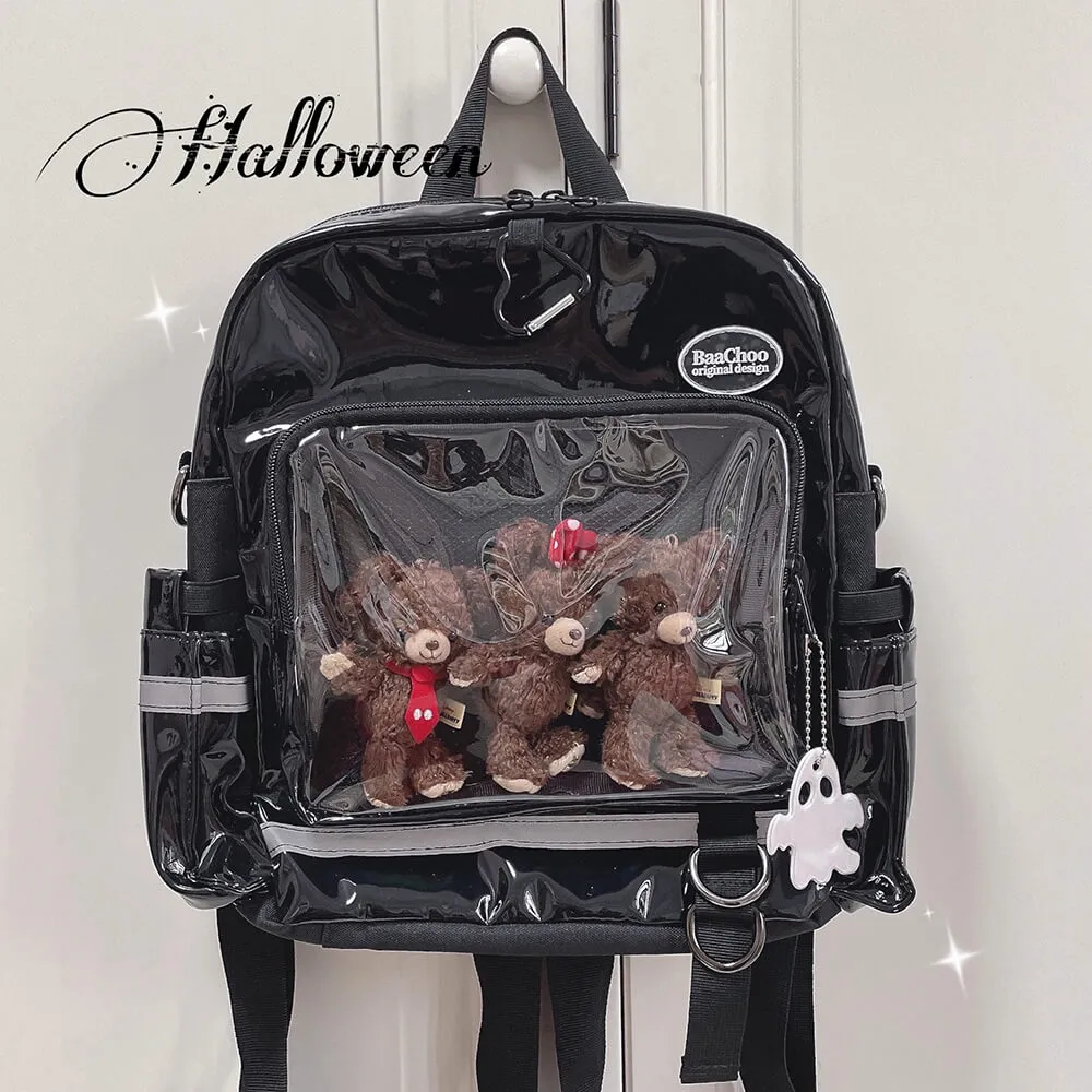 Black Laser PU Ita Backpack Crossbody Bag Halloween