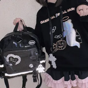 Black Laser PU Ita Backpack Crossbody Bag Halloween