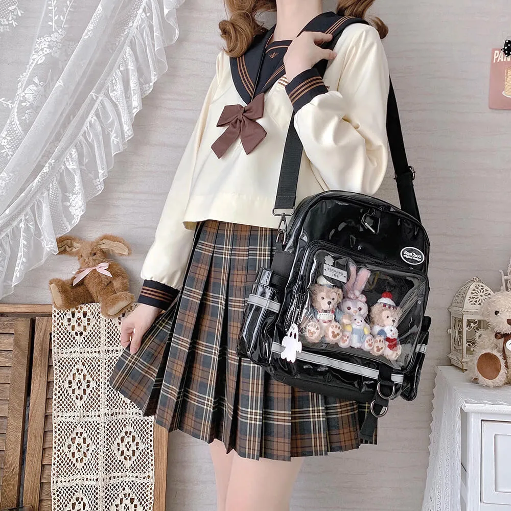 Black Laser PU Ita Backpack Crossbody Bag Halloween