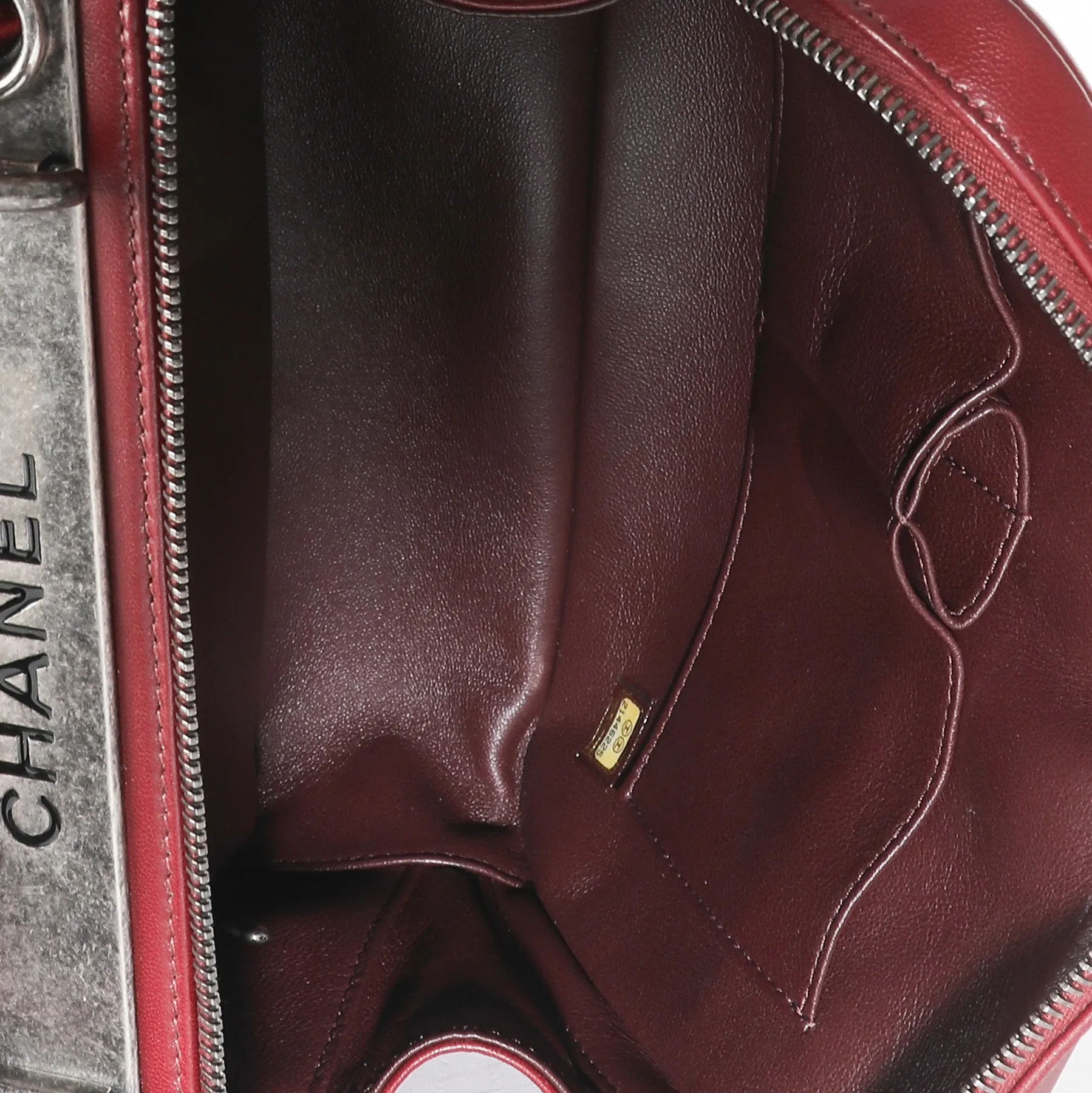 Burgundy Quilted Lambskin Medium Trendy CC Bowling Bag