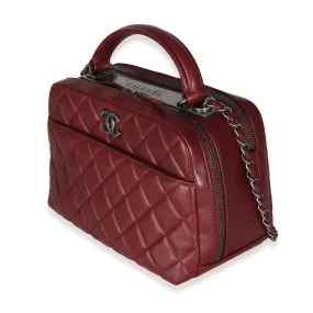 Burgundy Quilted Lambskin Medium Trendy CC Bowling Bag