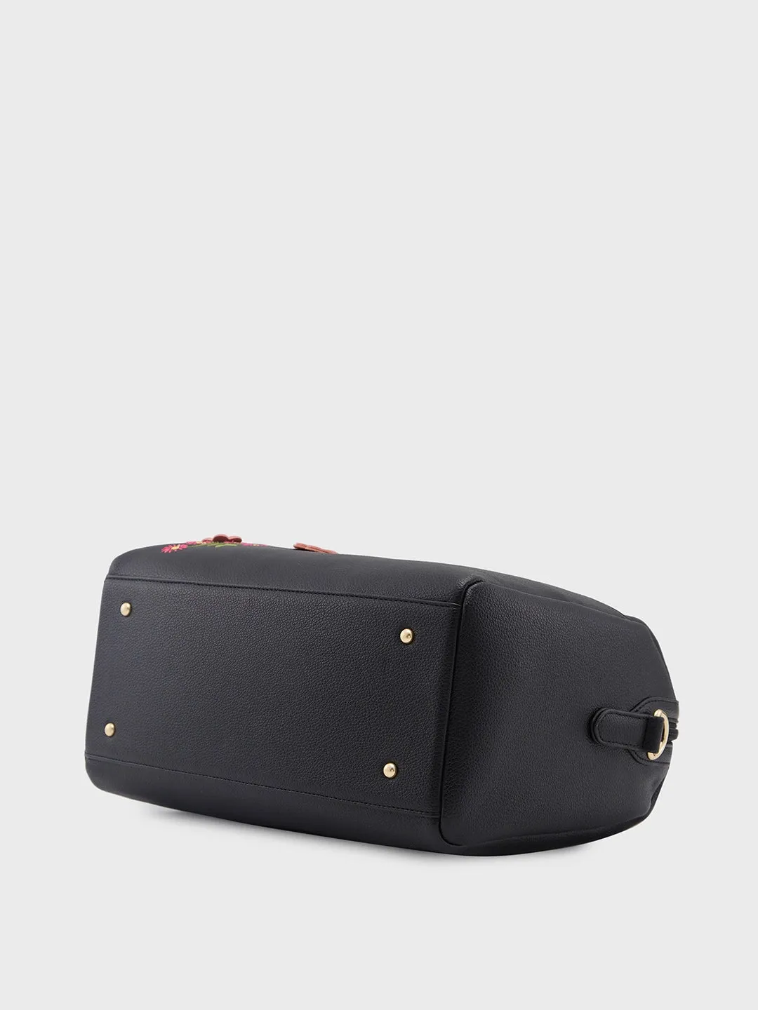 Caprese Erica Satchel Medium Black Embroidered Women'S Handbag Black