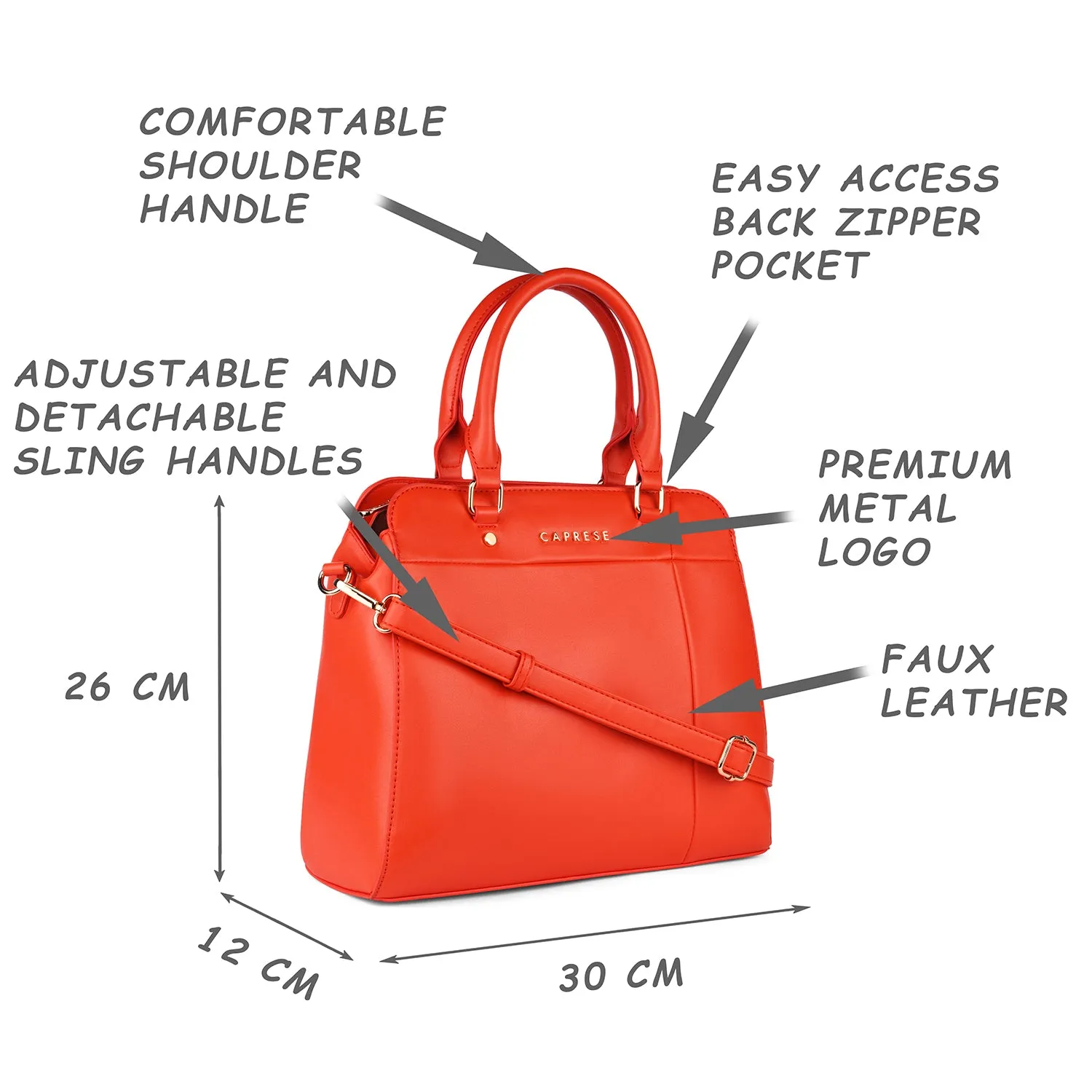 Caprese Keera Satchel Medium Orange