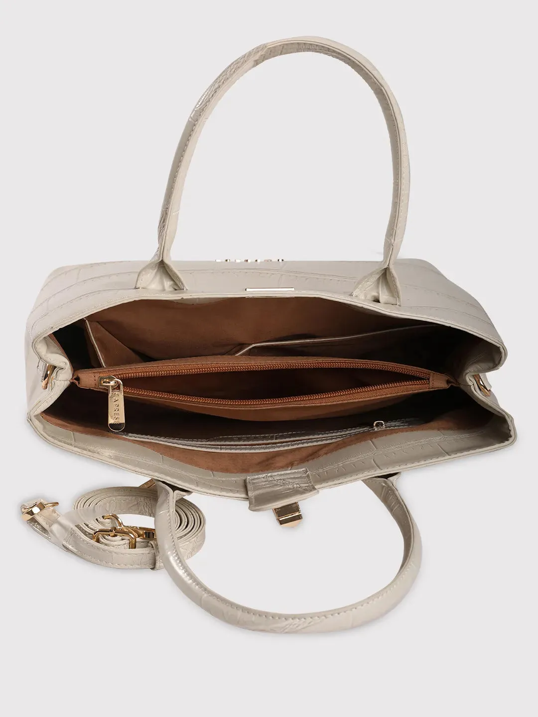 Caprese Mink Satchel Small Women Handbag |Shoulder Bag With Double Handle Beige