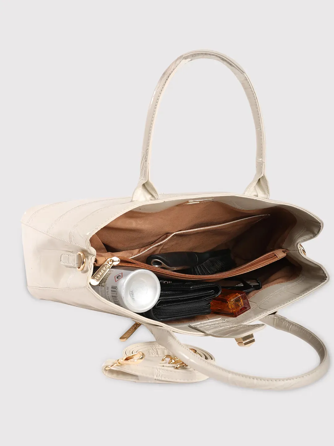 Caprese Mink Satchel Small Women Handbag |Shoulder Bag With Double Handle Beige