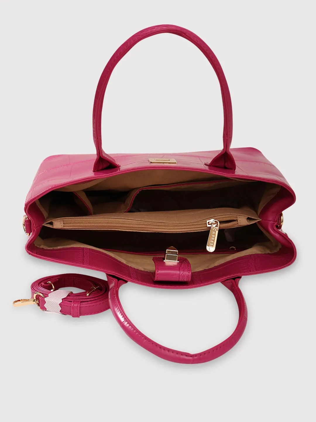 Caprese Mink Satchel Small Women Handbag |Shoulder Bag With Double Handle Fuschia