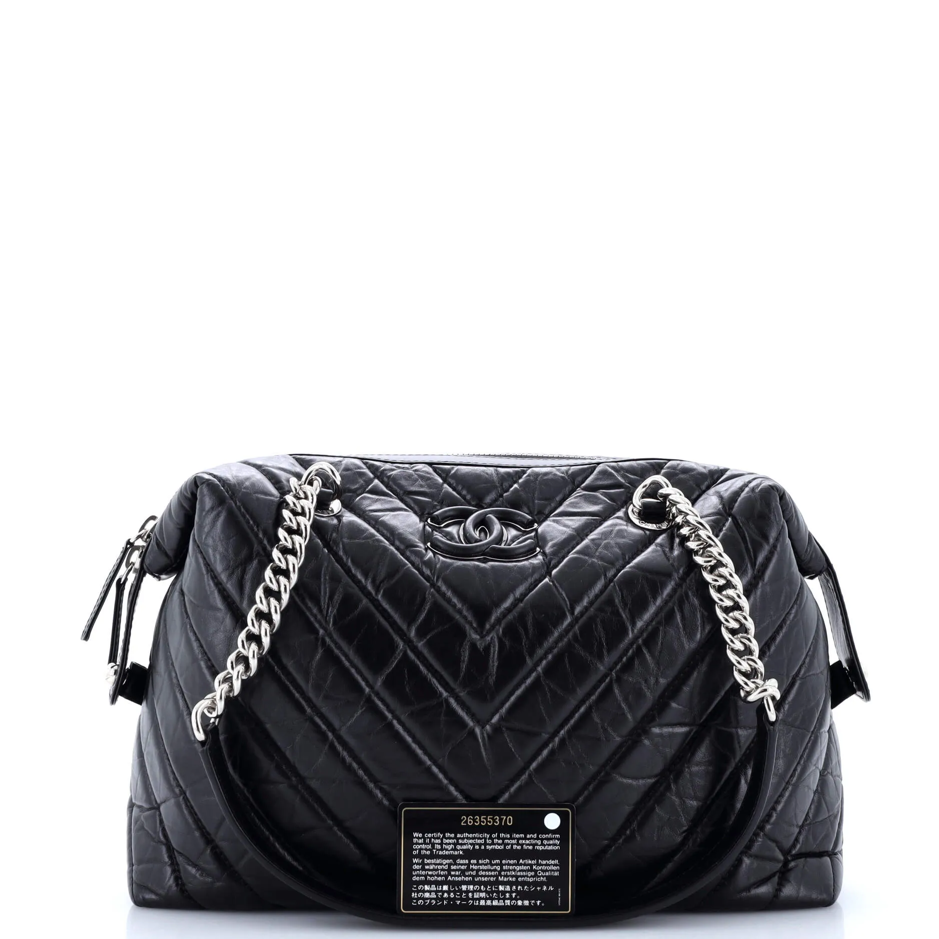 CC Bowling Bag Chevron Aged Calfskin Medium