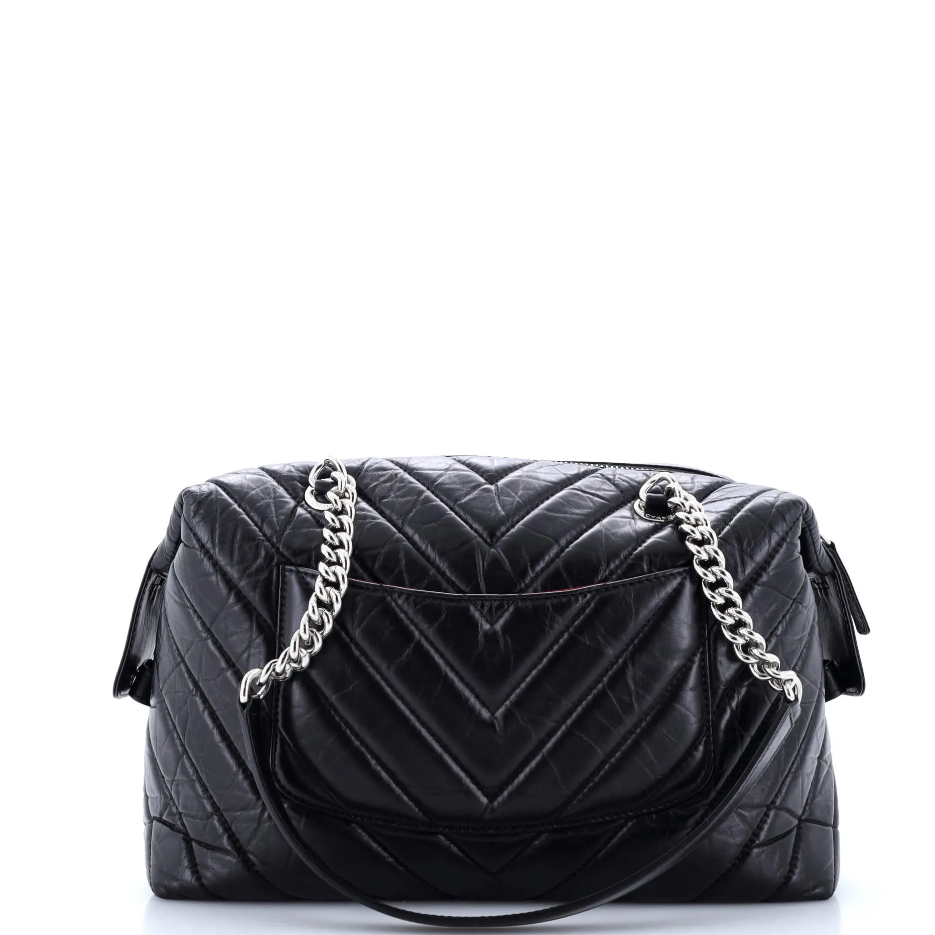 CC Bowling Bag Chevron Aged Calfskin Medium