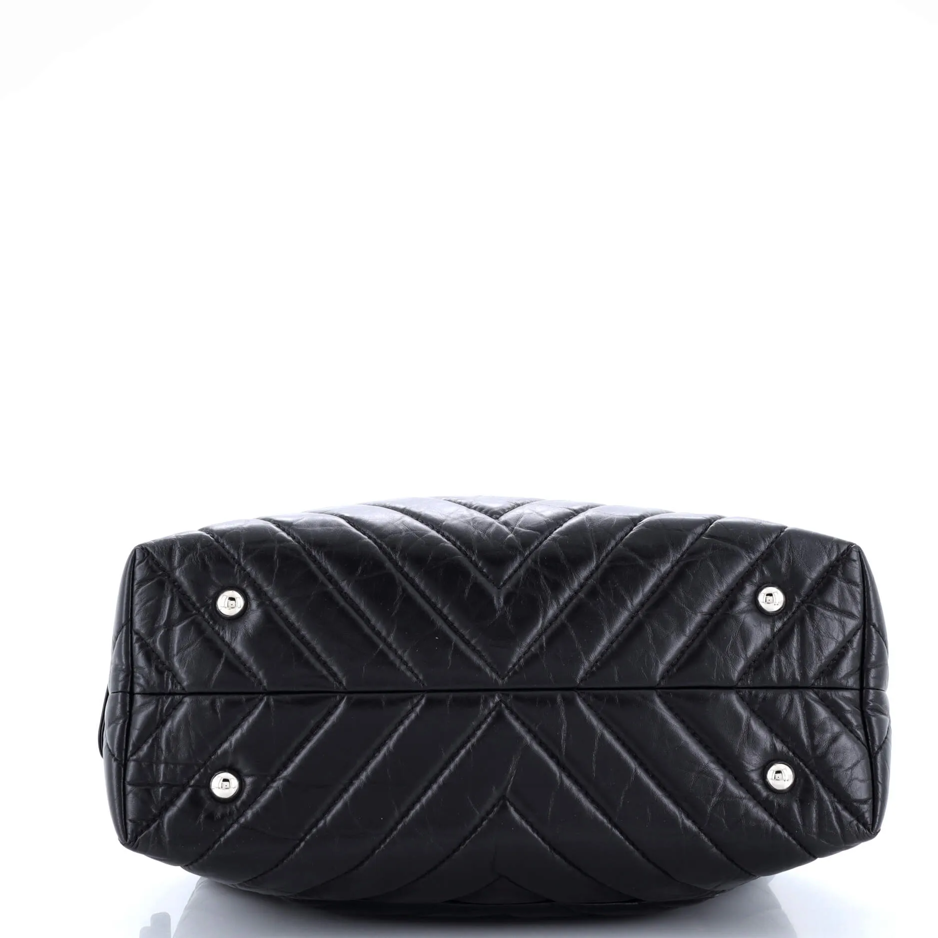 CC Bowling Bag Chevron Aged Calfskin Medium
