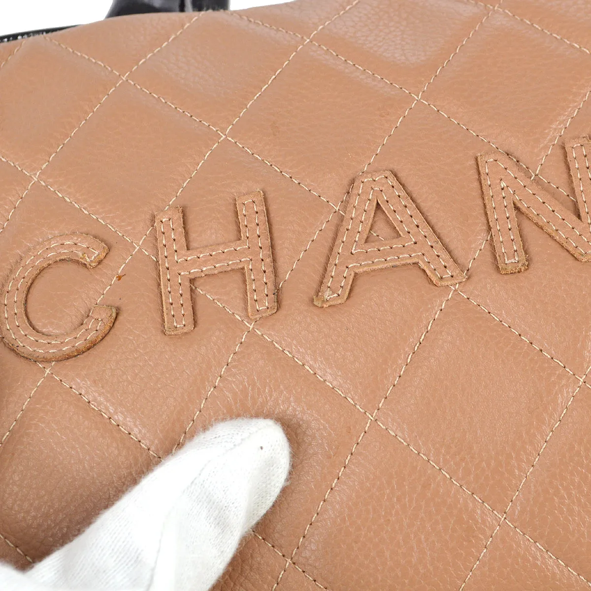 Chanel * 2001-2003 Bowling Bag 27 Pink Beige Caviar