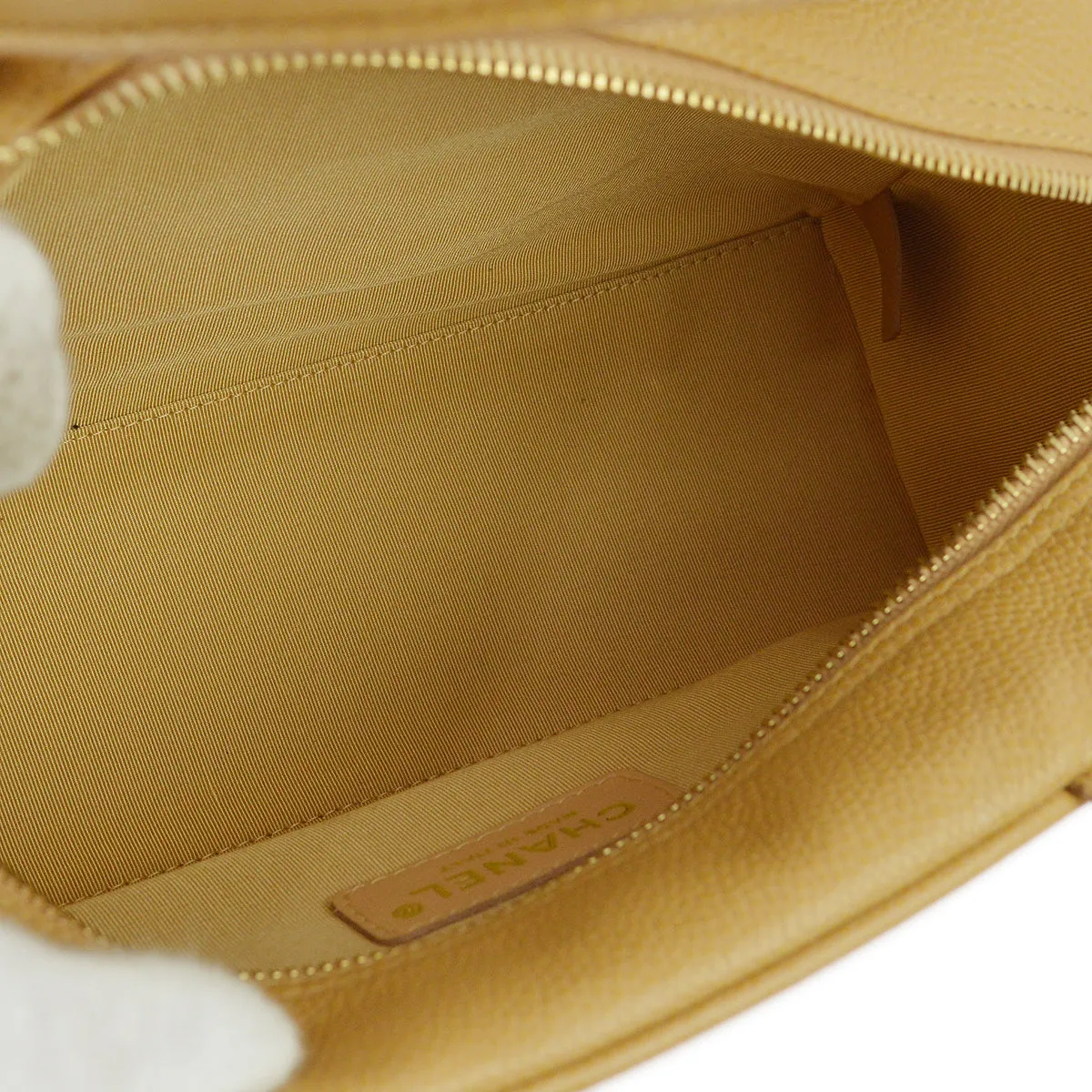 Chanel 2004-2005 Beige Caviar Bowling Bag 27