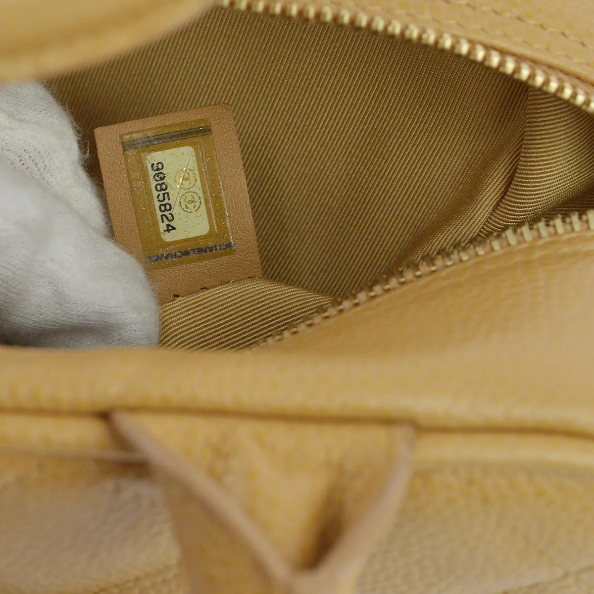 Chanel 2004-2005 Beige Caviar Bowling Bag 27