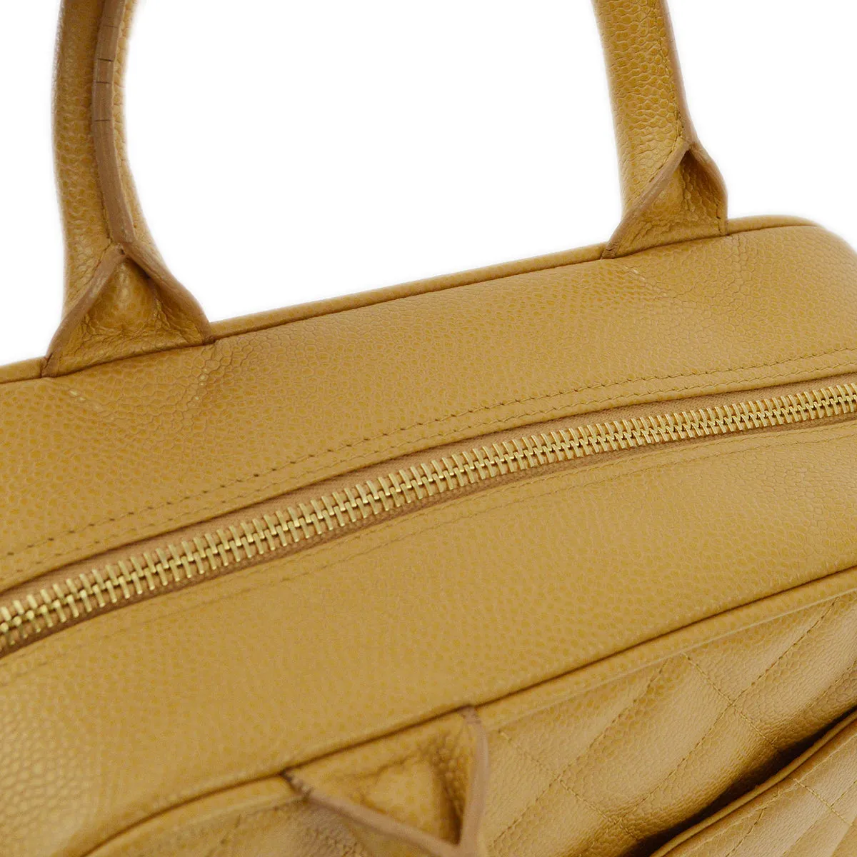 Chanel 2004-2005 Beige Caviar Bowling Bag 27
