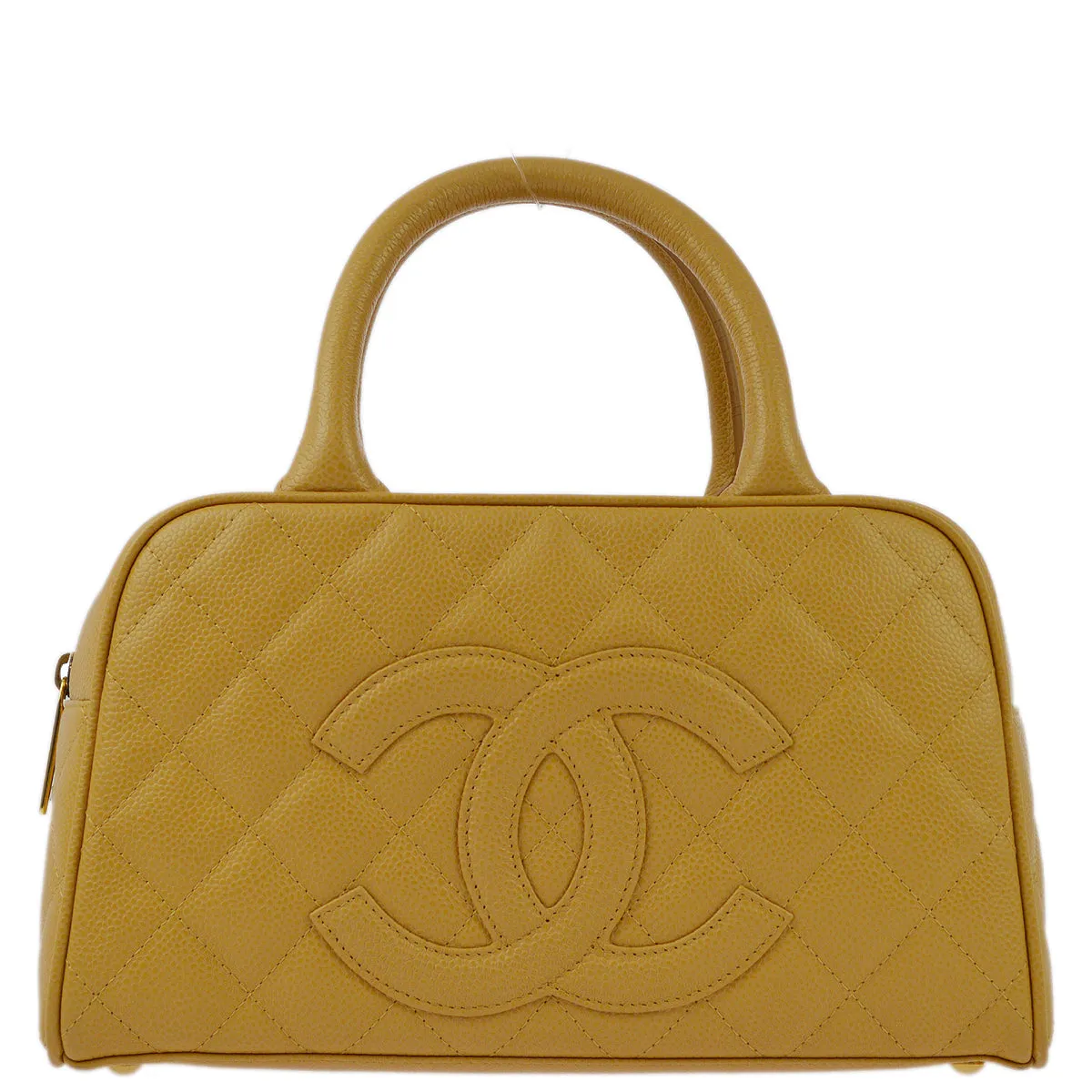 Chanel 2004-2005 Beige Caviar Bowling Bag 27