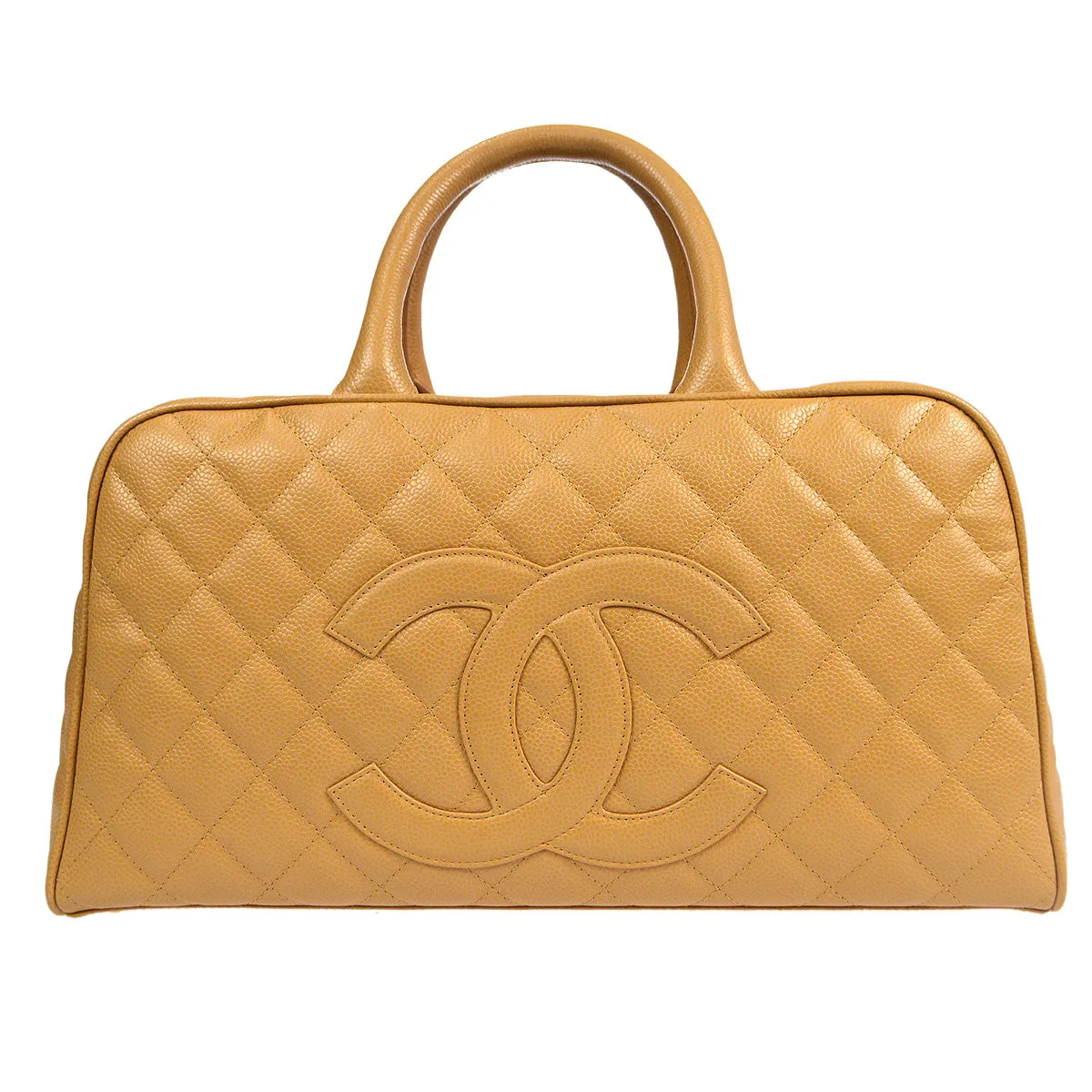 Chanel 2004-2005 Bowling Bag 37 Beige Caviar