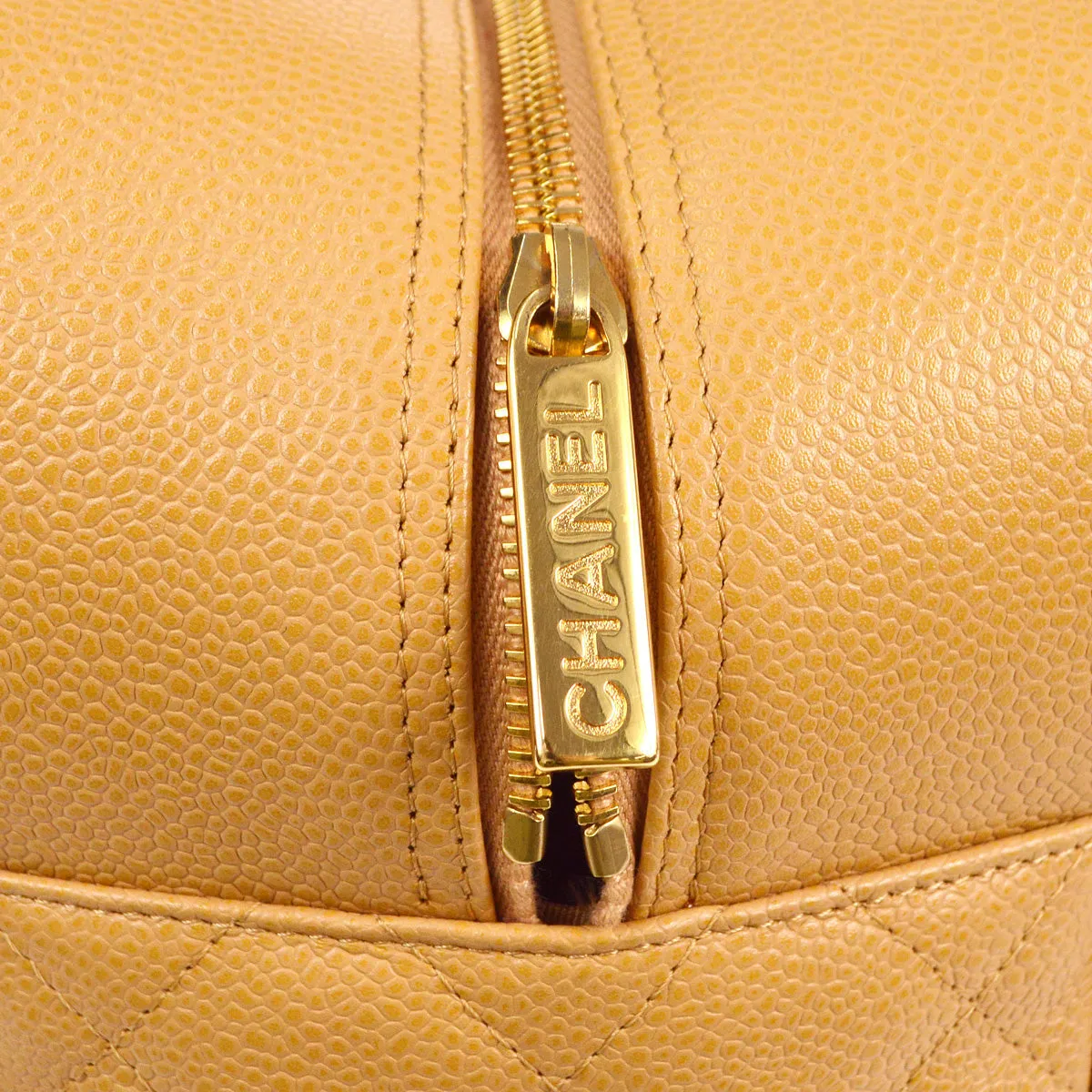 Chanel 2004-2005 Bowling Bag 37 Beige Caviar