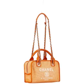 Chanel Canvas Deauville Bowling Bag Canvas Handbag in Good condition