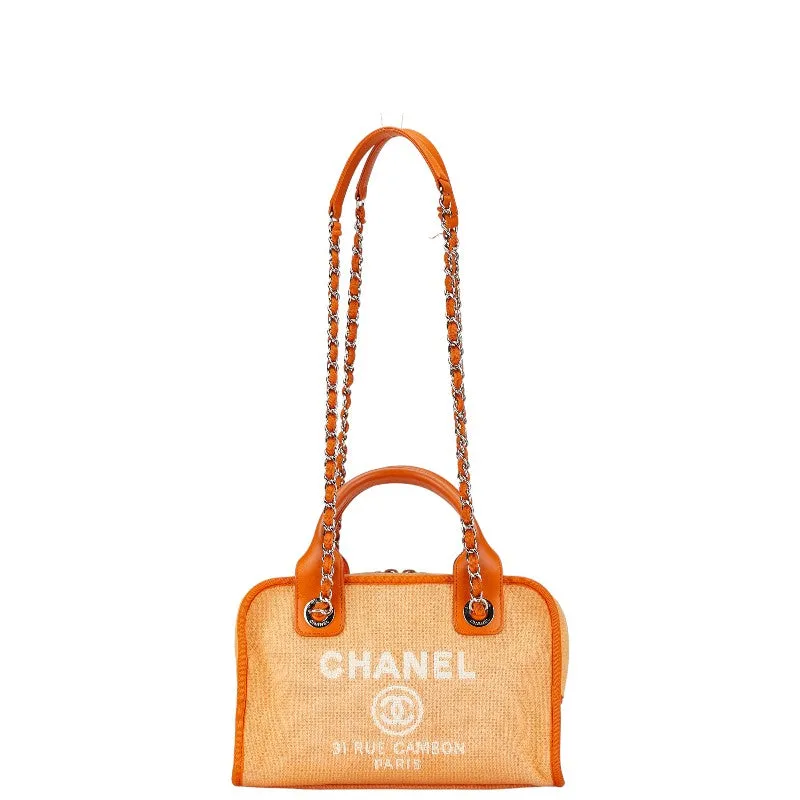 Chanel Canvas Deauville Bowling Bag Canvas Handbag in Good condition