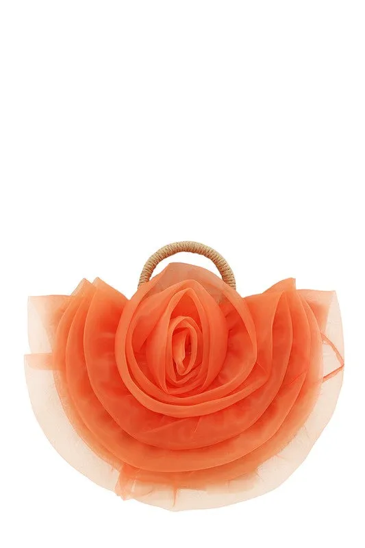 Crescent Shape Flower Straw Handbag