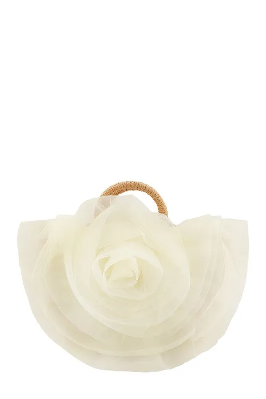 Crescent Shape Flower Straw Handbag