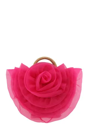 Crescent Shape Flower Straw Handbag