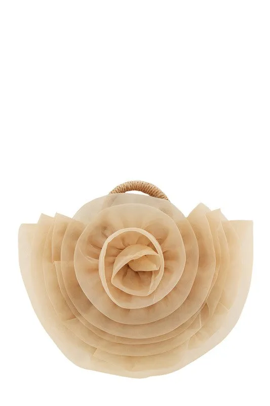 Crescent Shape Flower Straw Handbag