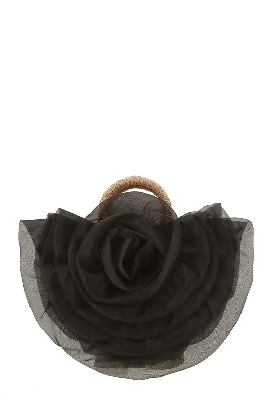 Crescent Shape Flower Straw Handbag