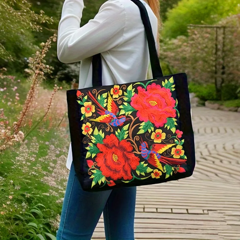 Ethnic Style Embroidered Large Shoulder Bag