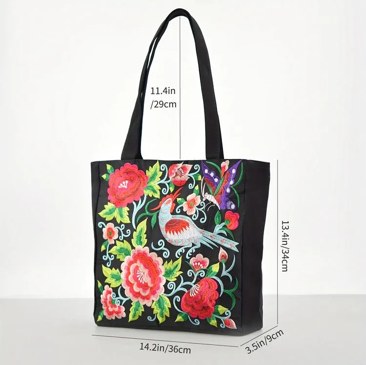 Ethnic Style Embroidered Large Shoulder Bag