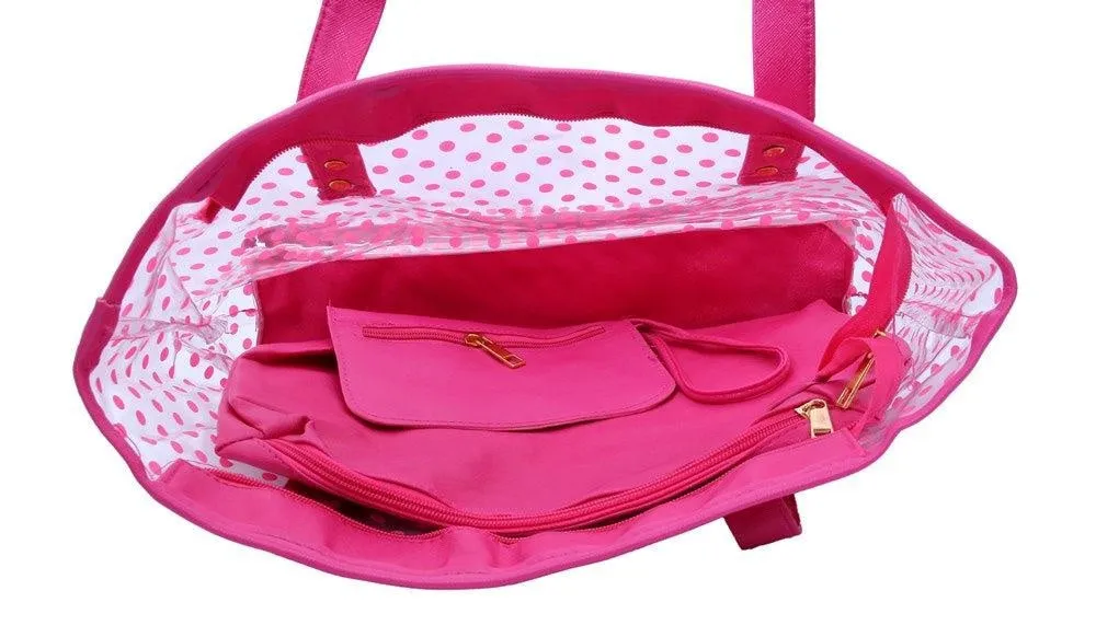FabSeasons Pink Transparent Printed Large Shoulder Bag