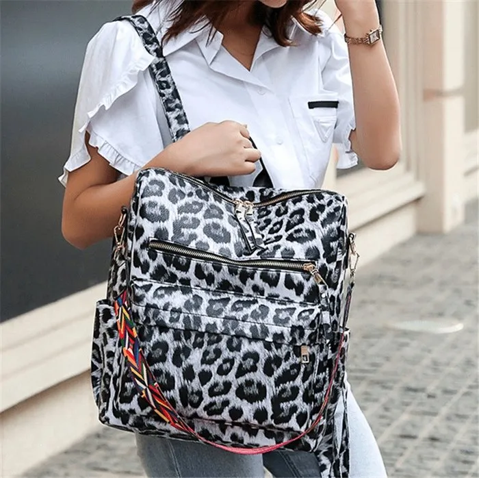 Fashion Leopard Print Multi Large Backpack