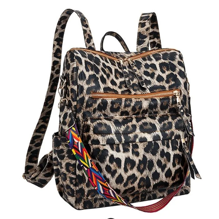 Fashion Leopard Print Multi Large Backpack
