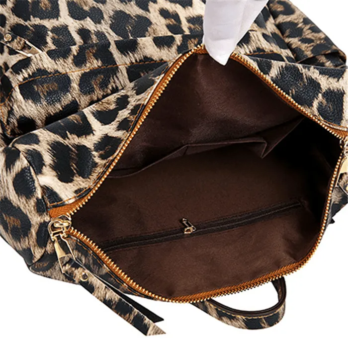 Fashion Leopard Print Multi Large Backpack