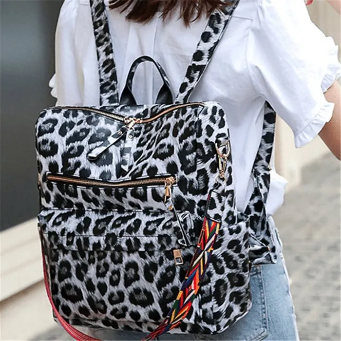Fashion Leopard Print Multi Large Backpack