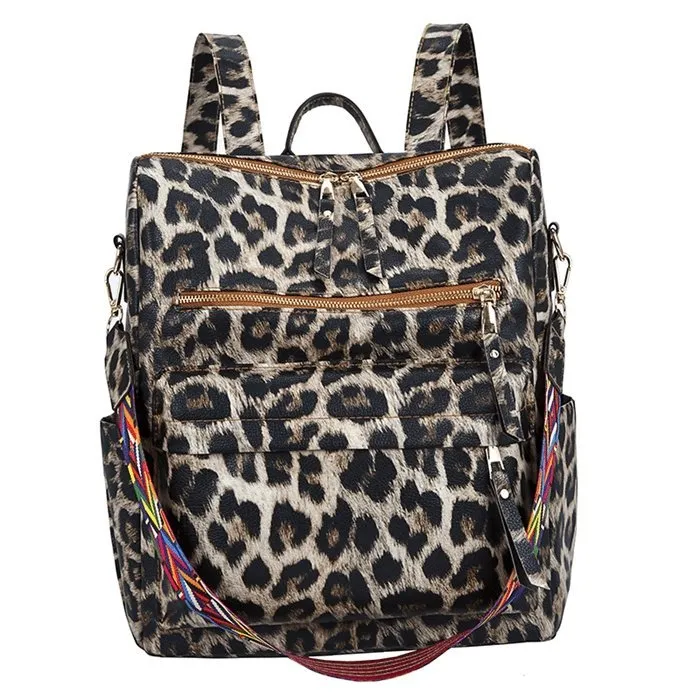 Fashion Leopard Print Multi Large Backpack
