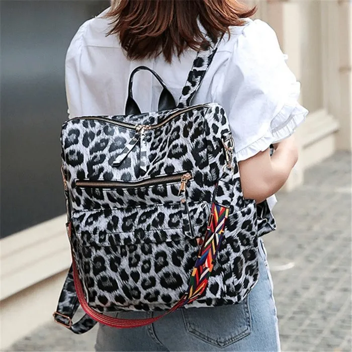 Fashion Leopard Print Multi Large Backpack