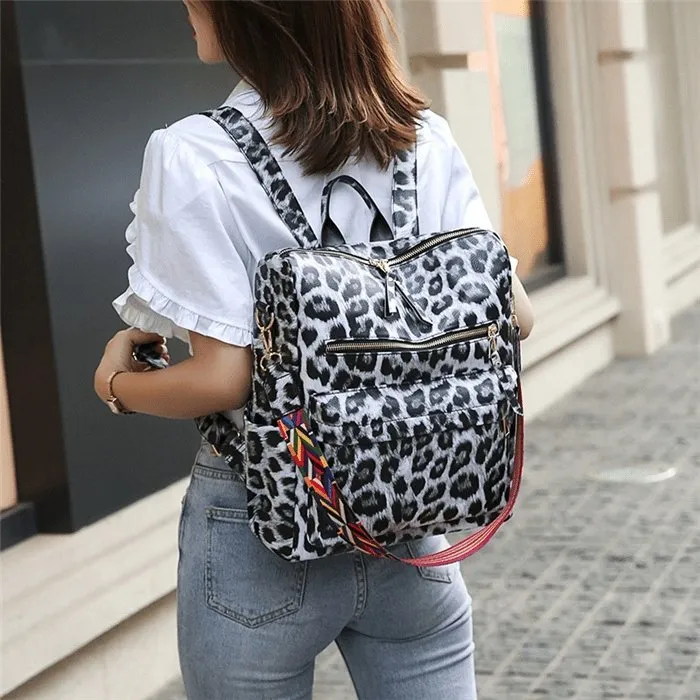 Fashion Leopard Print Multi Large Backpack