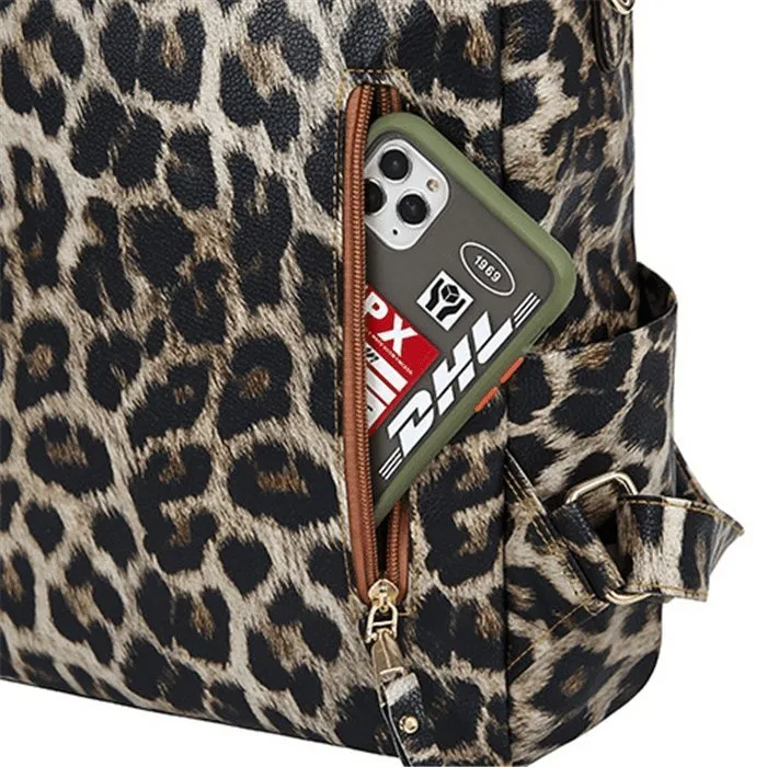Fashion Leopard Print Multi Large Backpack