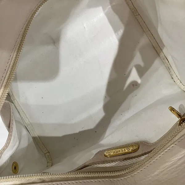 Fendi Leather Nylon Woven Metal Handle Handbag