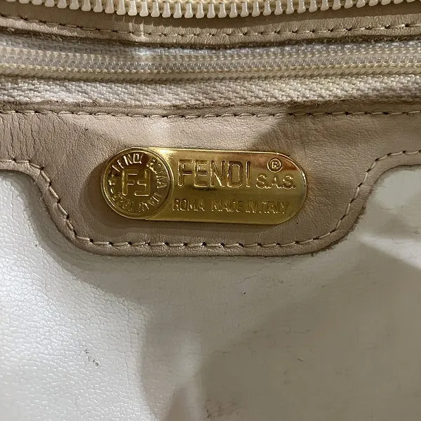 Fendi Leather Nylon Woven Metal Handle Handbag