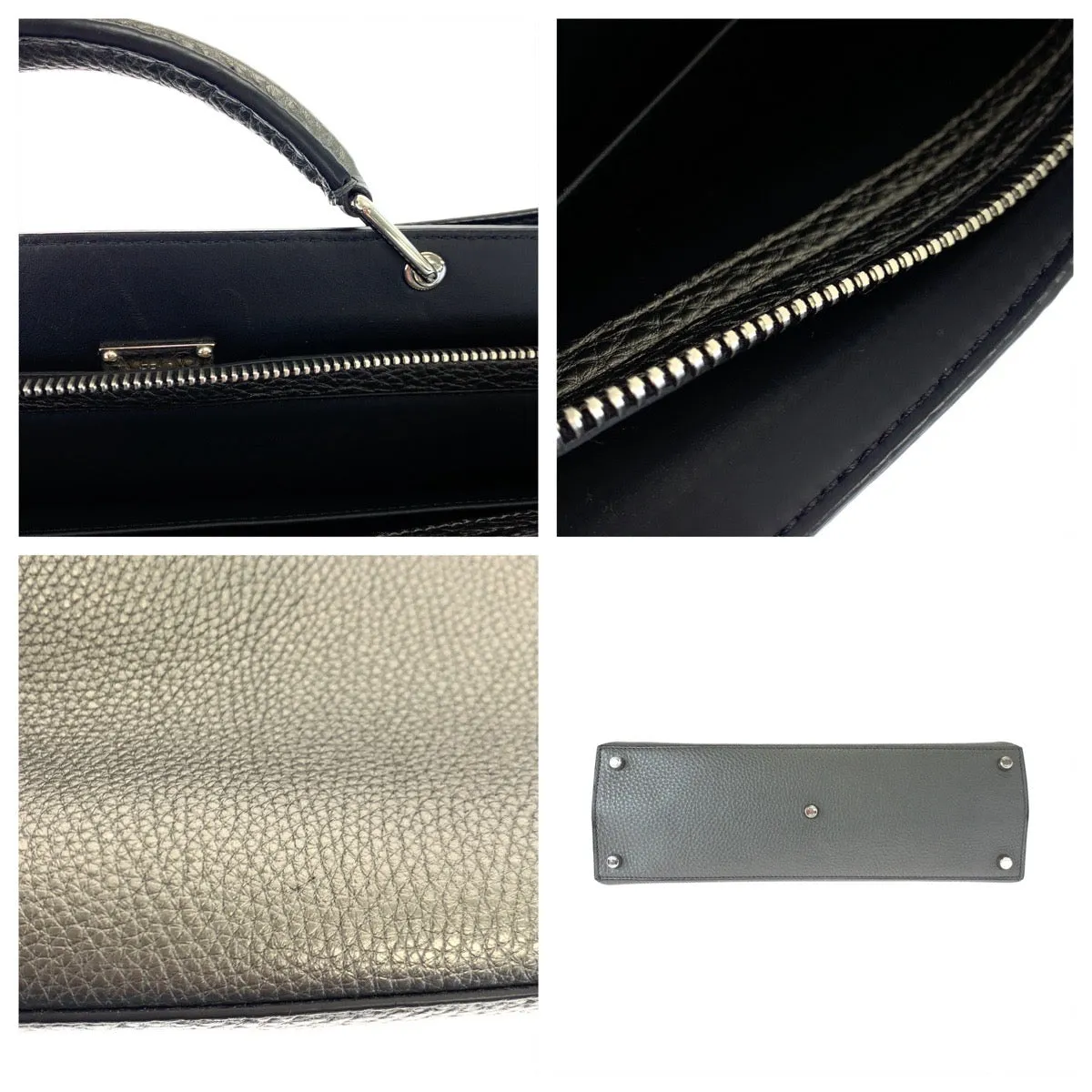 Fendi Peekaboo Leather Handbag Gray